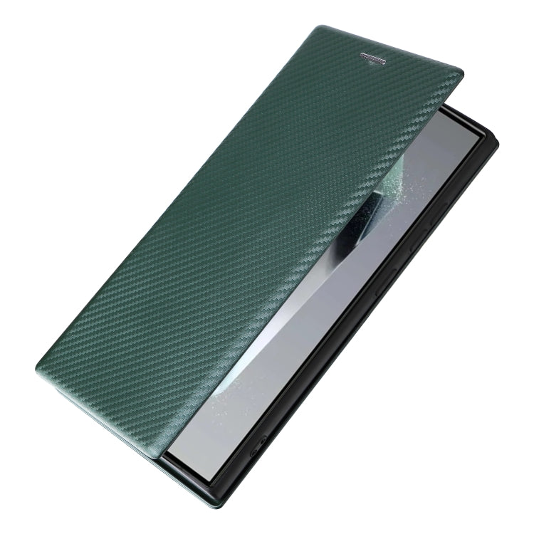 For Samsung Galaxy S24 Ultra 5G Carbon Fiber Texture Flip Leather Phone Case(Green) - HoMEdemic™ 
