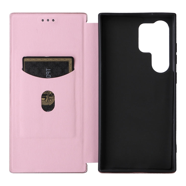 For Samsung Galaxy S24 Ultra 5G Carbon Fiber Texture Flip Leather Phone Case(Pink) - HoMEdemic™ 
