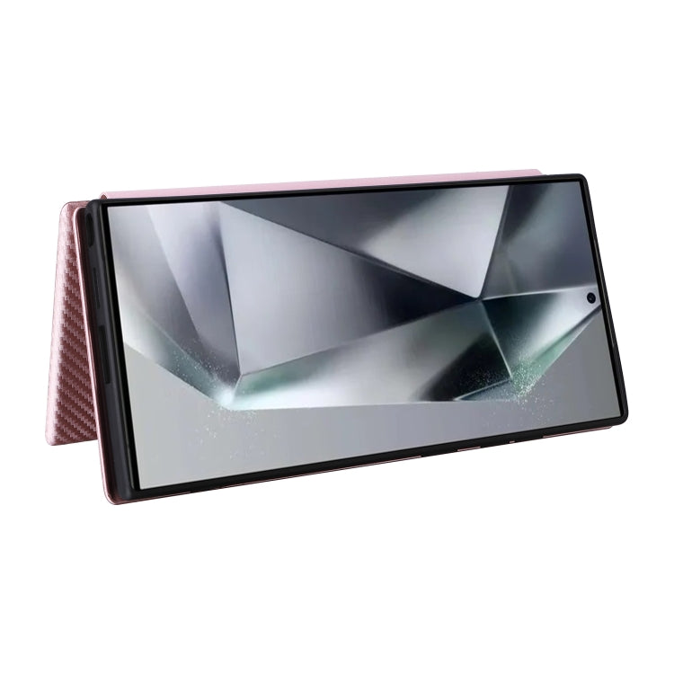For Samsung Galaxy S24 Ultra 5G Carbon Fiber Texture Flip Leather Phone Case(Pink) - HoMEdemic™ 
