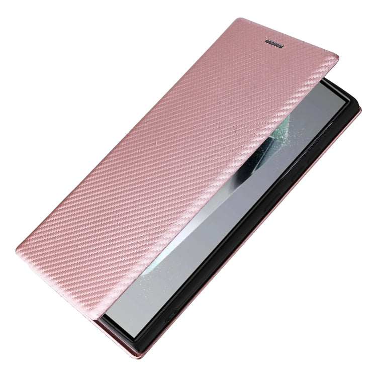 For Samsung Galaxy S24 Ultra 5G Carbon Fiber Texture Flip Leather Phone Case(Pink) - HoMEdemic™ 