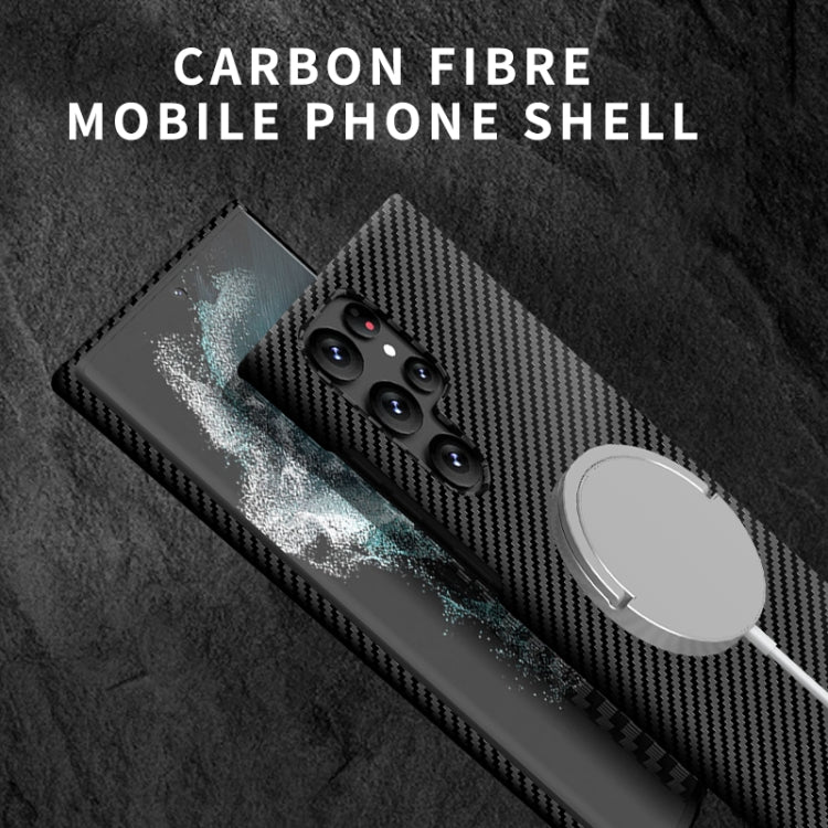 For Samsung Galaxy S24 Ultra 5G Carbon Fiber Texture MagSafe Magnetic Phone Case(Black Red) - HoMEdemic™ 