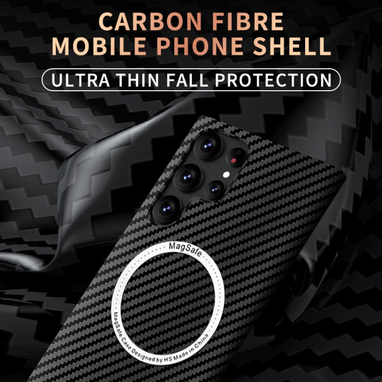 For Samsung Galaxy S24 Ultra 5G Carbon Fiber Texture MagSafe Magnetic Phone Case(Black Red) - HoMEdemic™ 