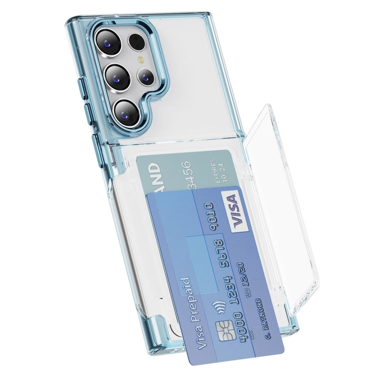 For Samsung Galaxy S24 Ultra 5G Card Holder Acrylic Hybrid TPU Phone Case(Transparent Blue) - HoMEdemic™ 