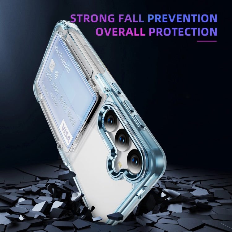 For Samsung Galaxy S24 Ultra 5G Card Holder Acrylic Hybrid TPU Phone Case(Transparent Blue) - HoMEdemic™ 