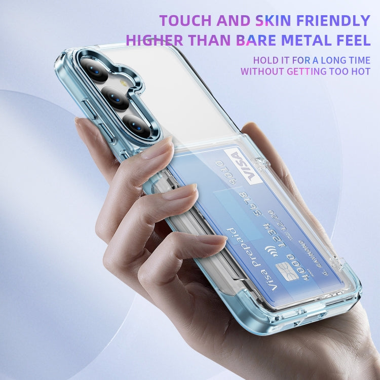 For Samsung Galaxy S24 Ultra 5G Card Holder Acrylic Hybrid TPU Phone Case(Transparent Blue) - HoMEdemic™ 