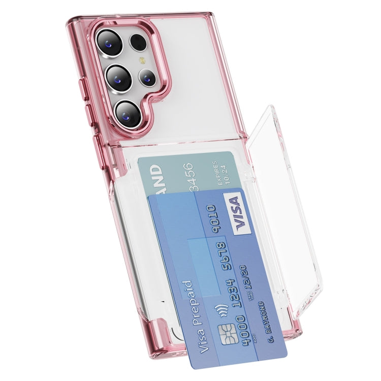 For Samsung Galaxy S24 Ultra 5G Card Holder Acrylic Hybrid TPU Phone Case(Transparent Pink) - HoMEdemic™ 