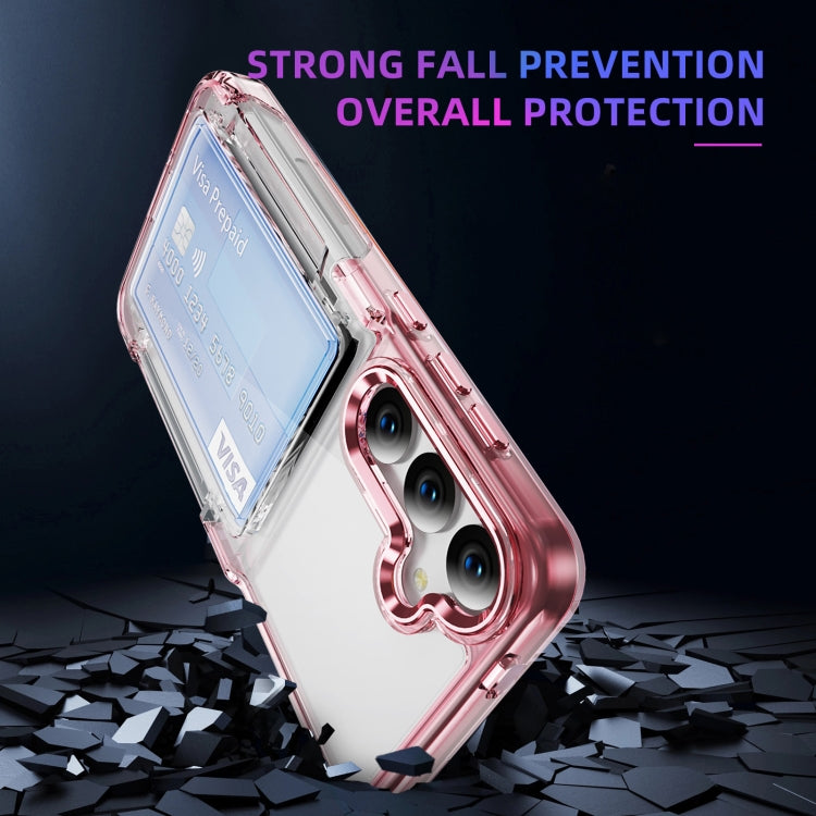 For Samsung Galaxy S24 Ultra 5G Card Holder Acrylic Hybrid TPU Phone Case(Transparent Pink) - HoMEdemic™ 