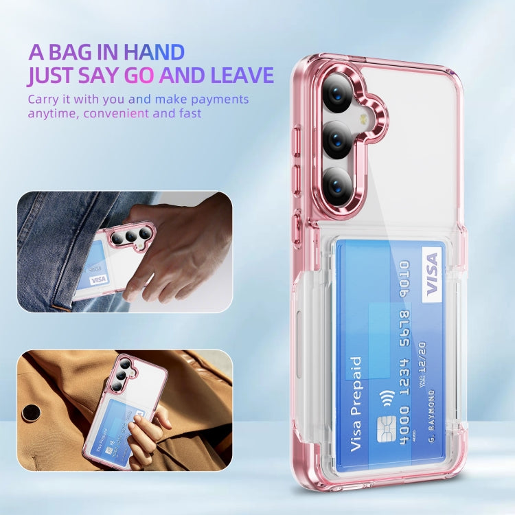 For Samsung Galaxy S24 Ultra 5G Card Holder Acrylic Hybrid TPU Phone Case(Transparent Pink) - HoMEdemic™ 