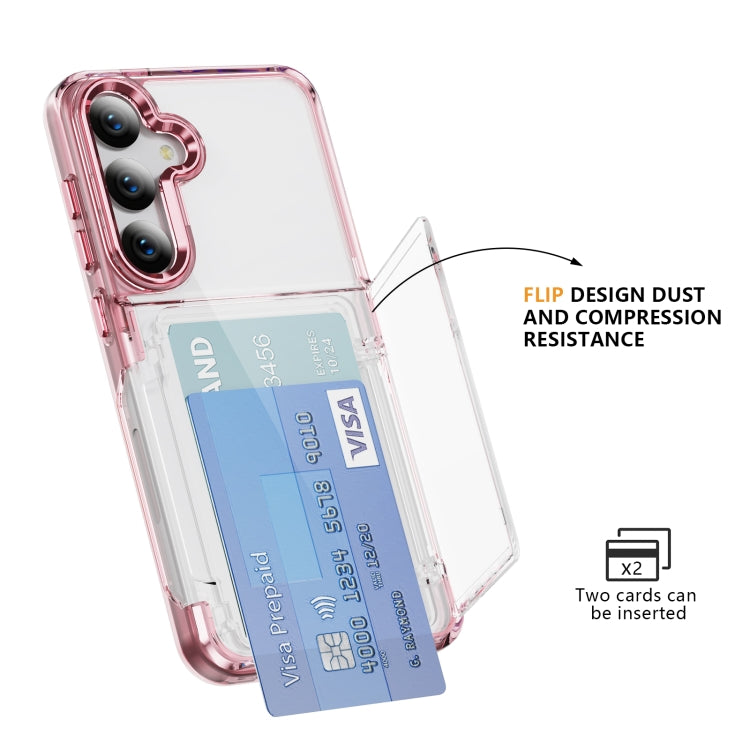For Samsung Galaxy S24 Ultra 5G Card Holder Acrylic Hybrid TPU Phone Case(Transparent Pink) - HoMEdemic™ 