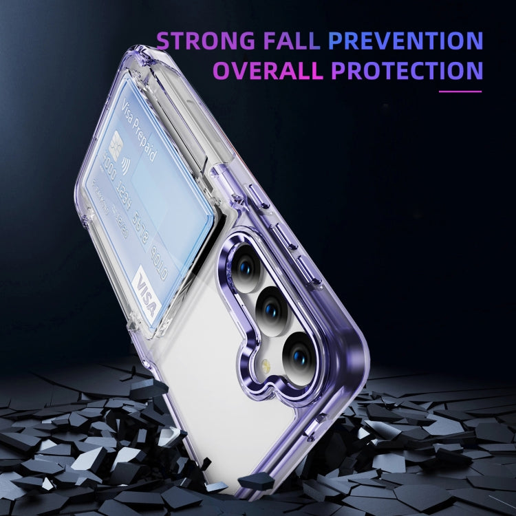 For Samsung Galaxy S24 Ultra 5G Card Holder Acrylic Hybrid TPU Phone Case(Transparent Purple) - HoMEdemic™ 