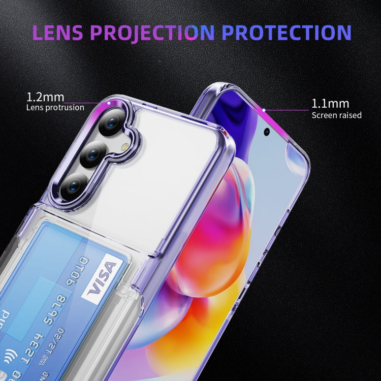 For Samsung Galaxy S24 Ultra 5G Card Holder Acrylic Hybrid TPU Phone Case(Transparent Purple) - HoMEdemic™ 