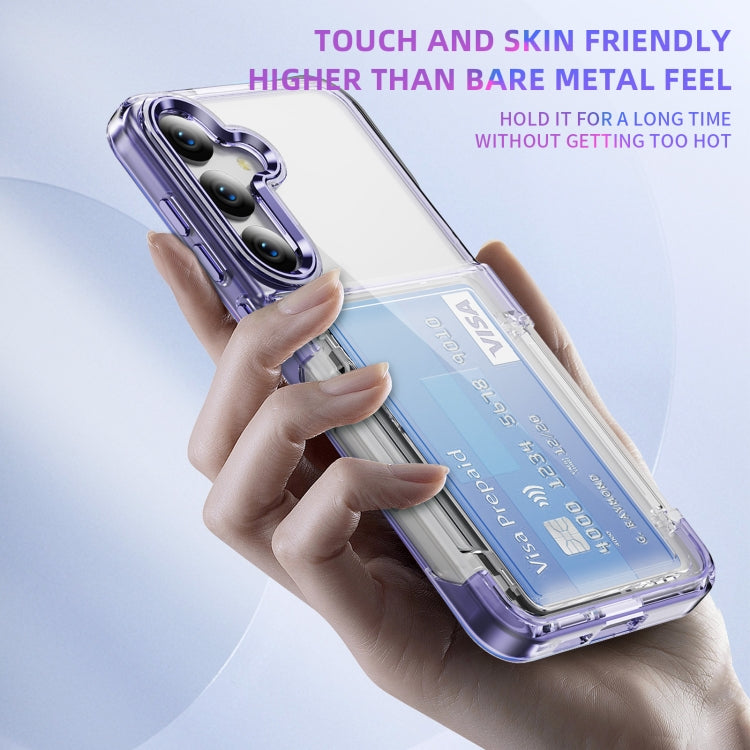 For Samsung Galaxy S24 Ultra 5G Card Holder Acrylic Hybrid TPU Phone Case(Transparent Purple) - HoMEdemic™ 