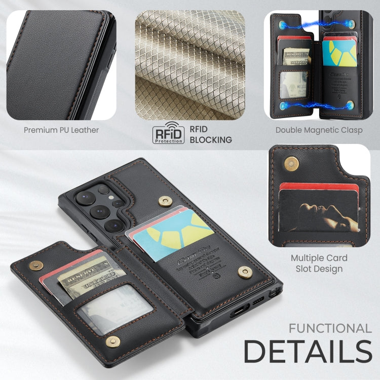 For Samsung Galaxy S24 Ultra 5G CaseMe C22 PC+TPU Business Style RFID Anti-theft Leather Phone Case(Black) - HoMEdemic™ 