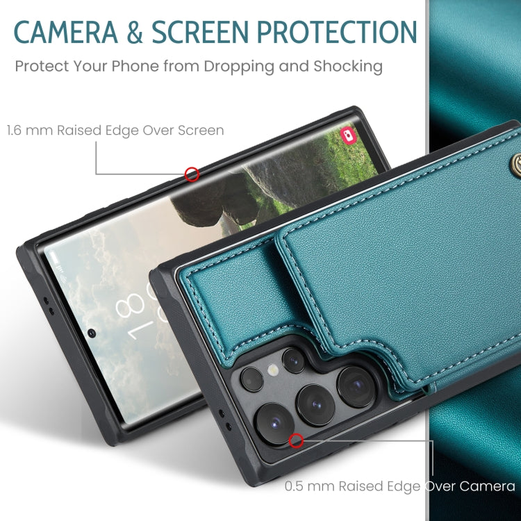 For Samsung Galaxy S24 Ultra 5G CaseMe C22 PC+TPU Business Style RFID Anti-theft Leather Phone Case(Blue Green) - HoMEdemic™ 