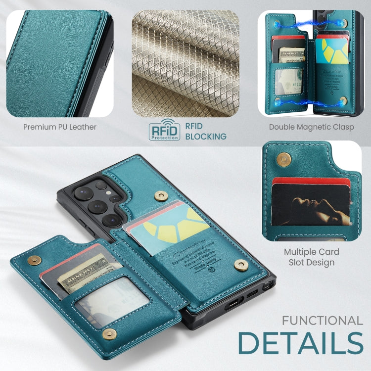 For Samsung Galaxy S24 Ultra 5G CaseMe C22 PC+TPU Business Style RFID Anti-theft Leather Phone Case(Blue Green) - HoMEdemic™ 