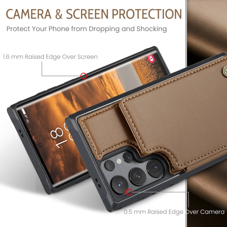 For Samsung Galaxy S24 Ultra 5G CaseMe C22 PC+TPU Business Style RFID Anti-theft Leather Phone Case(Brown) - HoMEdemic™ 