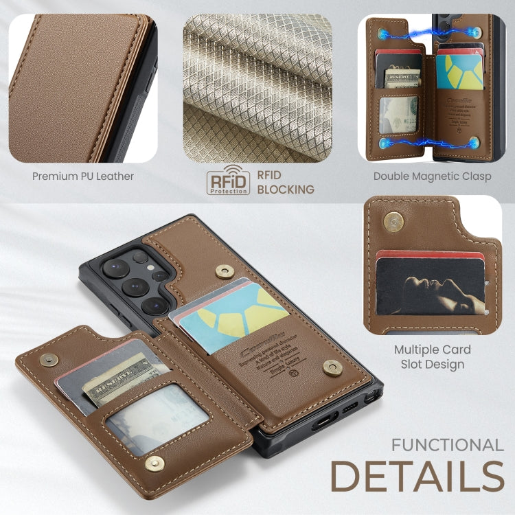 For Samsung Galaxy S24 Ultra 5G CaseMe C22 PC+TPU Business Style RFID Anti-theft Leather Phone Case(Brown) - HoMEdemic™ 