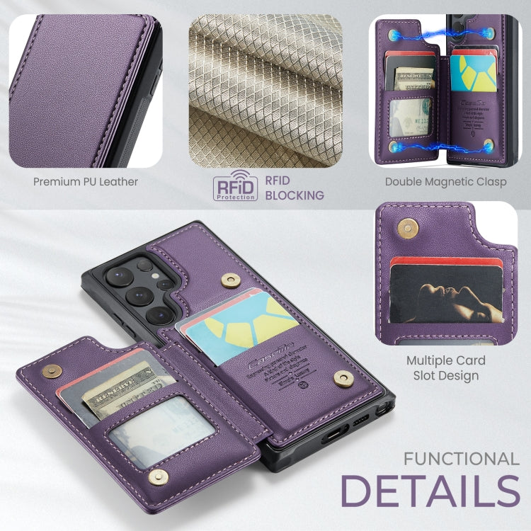 For Samsung Galaxy S24 Ultra 5G CaseMe C22 PC+TPU Business Style RFID Anti-theft Leather Phone Case(Purple) - HoMEdemic™ 