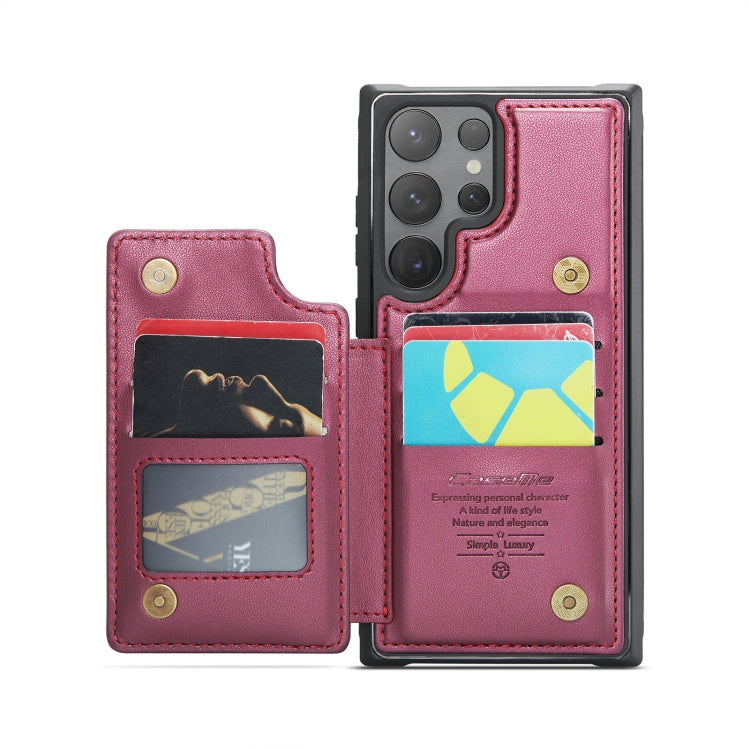 For Samsung Galaxy S24 Ultra 5G CaseMe C22 PC+TPU Business Style RFID Anti-theft Leather Phone Case(Wine Red) - HoMEdemic™ 