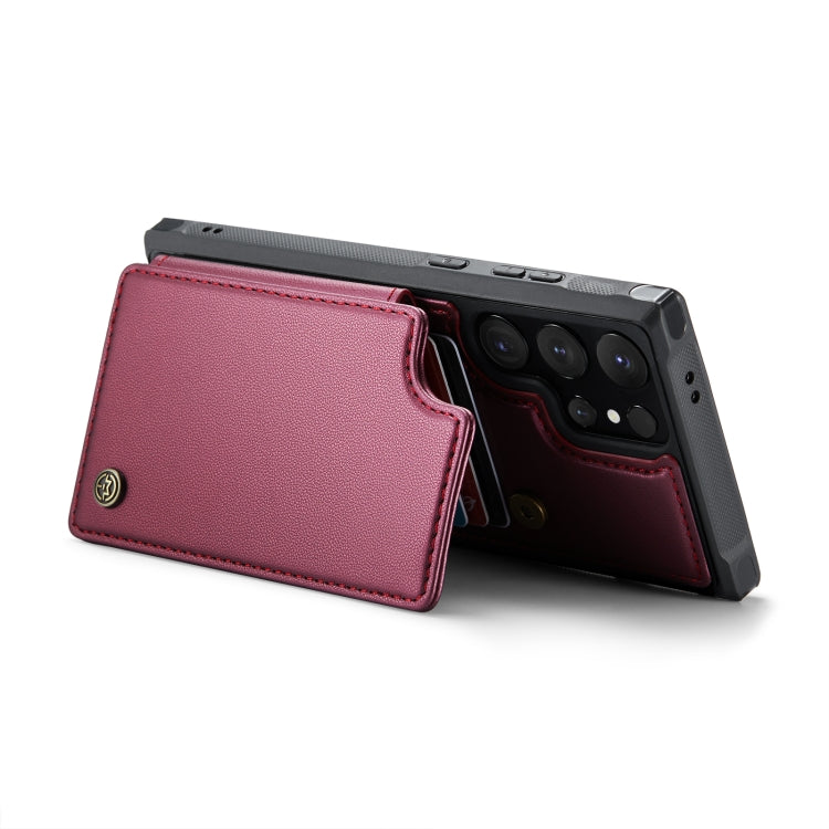 For Samsung Galaxy S24 Ultra 5G CaseMe C22 PC+TPU Business Style RFID Anti-theft Leather Phone Case(Wine Red) - HoMEdemic™ 
