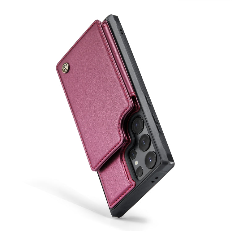 For Samsung Galaxy S24 Ultra 5G CaseMe C22 PC+TPU Business Style RFID Anti-theft Leather Phone Case(Wine Red) - HoMEdemic™ 