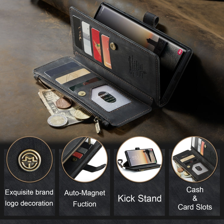 For Samsung Galaxy S24 Ultra 5G CaseMe C30 Card Slots Zipper Wallet Leather Phone Case(Black) - HoMEdemic™ 