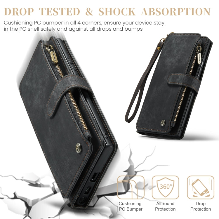 For Samsung Galaxy S24 Ultra 5G CaseMe C30 Card Slots Zipper Wallet Leather Phone Case(Black) - HoMEdemic™ 