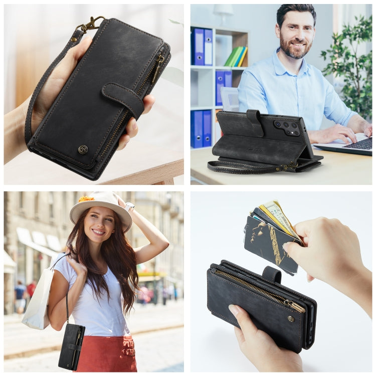 For Samsung Galaxy S24 Ultra 5G CaseMe C30 Card Slots Zipper Wallet Leather Phone Case(Black) - HoMEdemic™ 