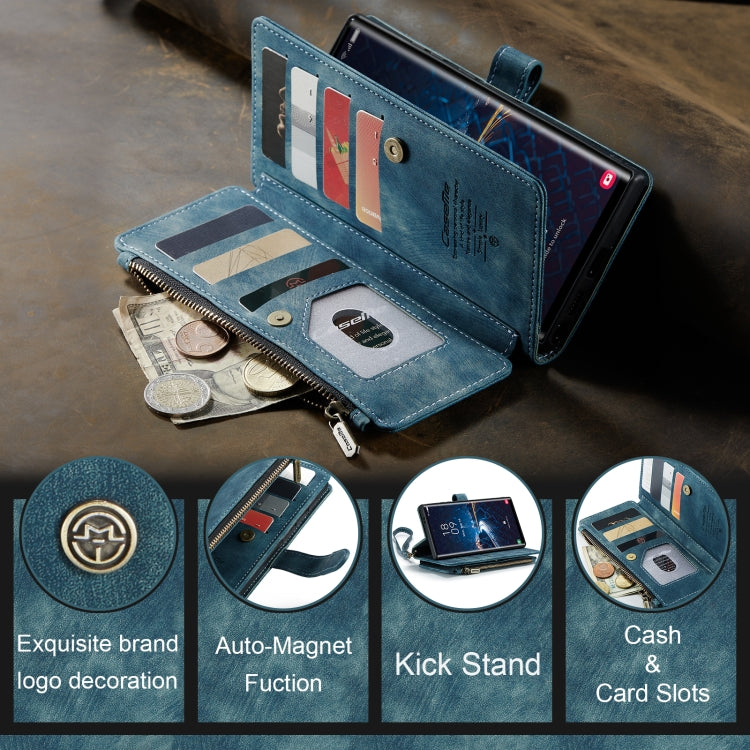 For Samsung Galaxy S24 Ultra 5G CaseMe C30 Card Slots Zipper Wallet Leather Phone Case(Blue) - HoMEdemic™ 