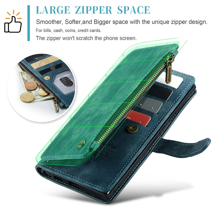 For Samsung Galaxy S24 Ultra 5G CaseMe C30 Card Slots Zipper Wallet Leather Phone Case(Blue) - HoMEdemic™ 