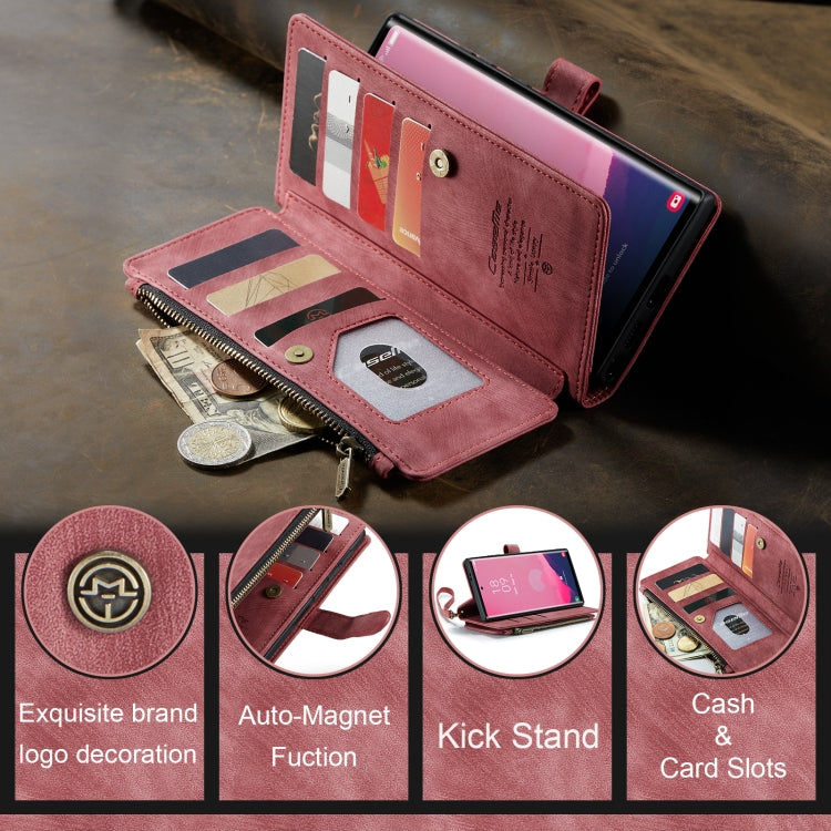 For Samsung Galaxy S24 Ultra 5G CaseMe C30 Card Slots Zipper Wallet Leather Phone Case(Red) - HoMEdemic™ 