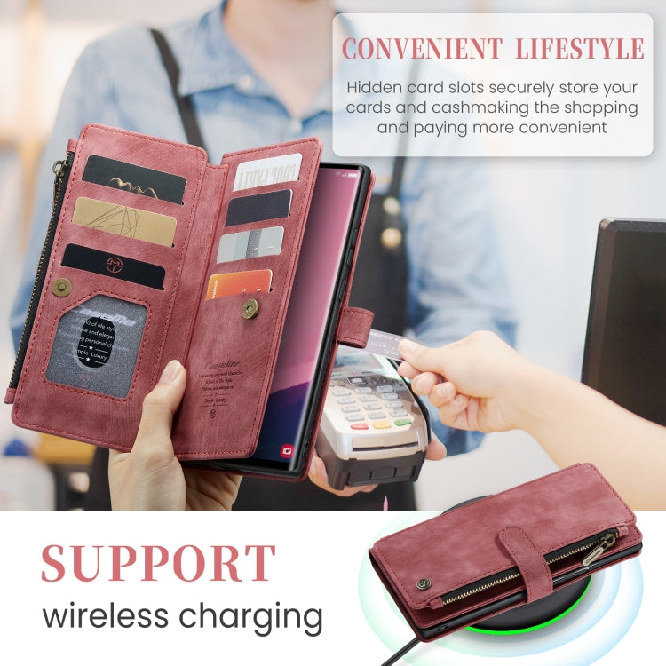 For Samsung Galaxy S24 Ultra 5G CaseMe C30 Card Slots Zipper Wallet Leather Phone Case(Red) - HoMEdemic™ 