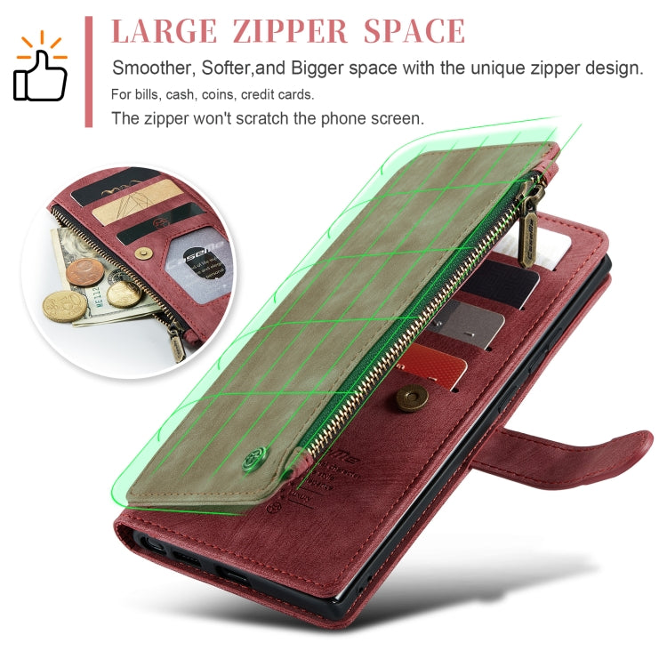 For Samsung Galaxy S24 Ultra 5G CaseMe C30 Card Slots Zipper Wallet Leather Phone Case(Red) - HoMEdemic™ 
