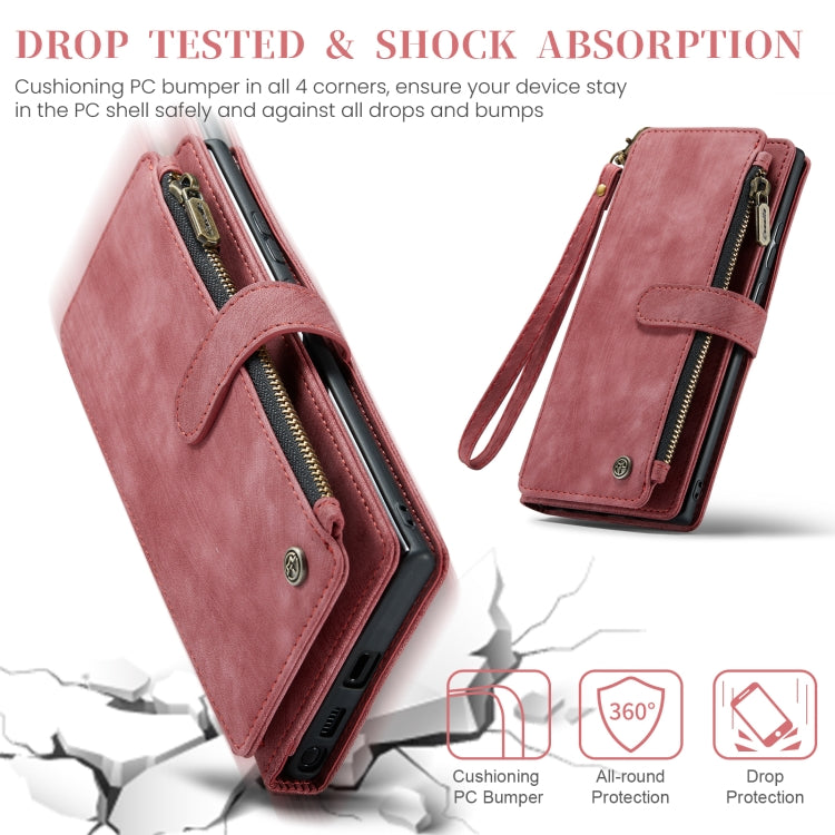 For Samsung Galaxy S24 Ultra 5G CaseMe C30 Card Slots Zipper Wallet Leather Phone Case(Red) - HoMEdemic™ 