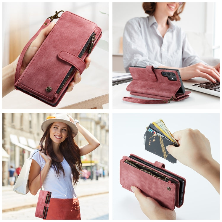 For Samsung Galaxy S24 Ultra 5G CaseMe C30 Card Slots Zipper Wallet Leather Phone Case(Red) - HoMEdemic™ 