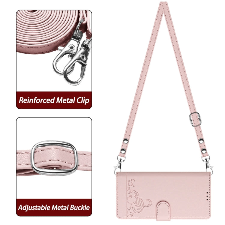 For Samsung Galaxy S24 Ultra 5G Cat Rat Embossed Pattern RFID Leather Phone Case with Lanyard(Pink) - HoMEdemic™ 