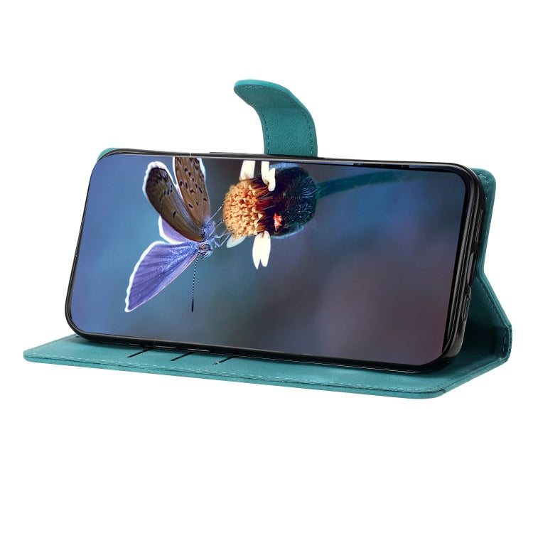 For Samsung Galaxy S24 Ultra 5G Cherry Blossom Butterfly Skin Feel Embossed PU Phone Case(Green) - HoMEdemic™ 