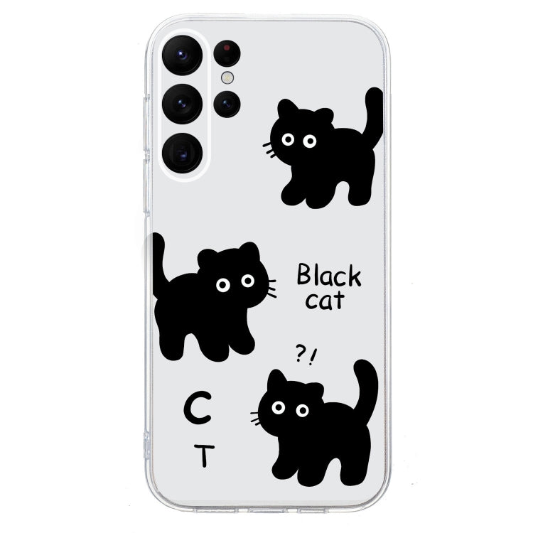 For Samsung Galaxy S24 Ultra 5G Colored Drawing Pattern Transparent TPU Phone Case(Black Cat) - HoMEdemic™ 