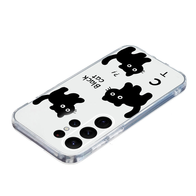 For Samsung Galaxy S24 Ultra 5G Colored Drawing Pattern Transparent TPU Phone Case(Black Cat) - HoMEdemic™ 