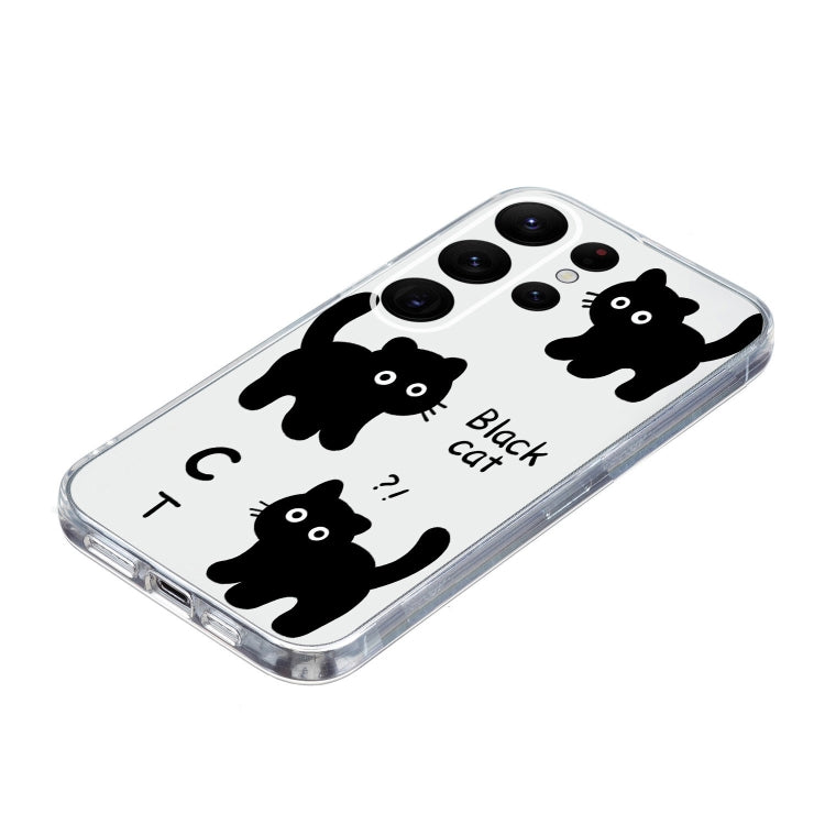 For Samsung Galaxy S24 Ultra 5G Colored Drawing Pattern Transparent TPU Phone Case(Black Cat) - HoMEdemic™ 