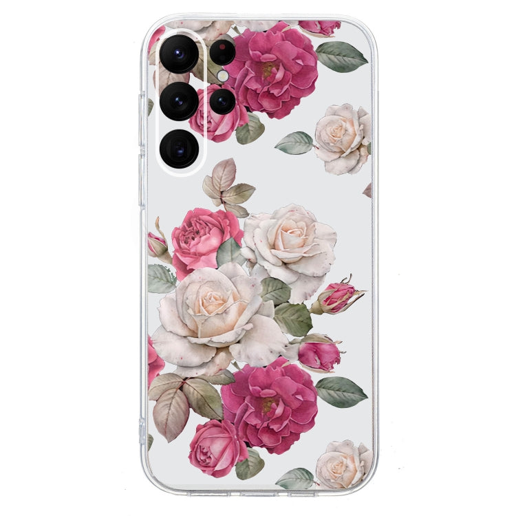 For Samsung Galaxy S24 Ultra 5G Colored Drawing Pattern Transparent TPU Phone Case(Peony) - HoMEdemic™ 