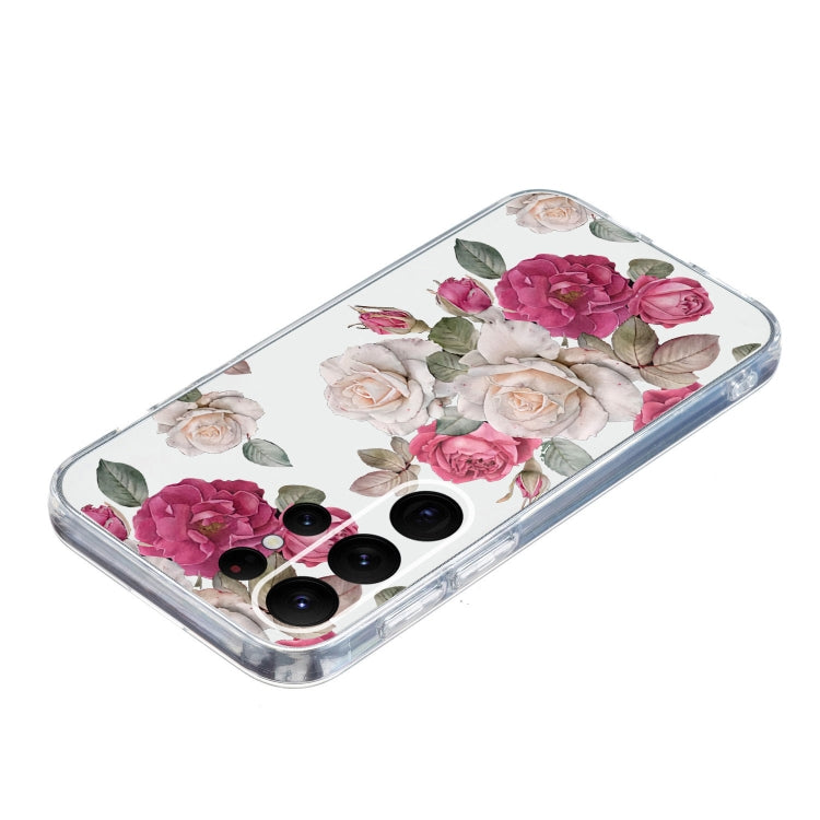 For Samsung Galaxy S24 Ultra 5G Colored Drawing Pattern Transparent TPU Phone Case(Peony) - HoMEdemic™ 
