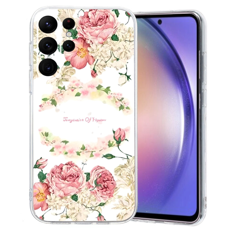 For Samsung Galaxy S24 Ultra 5G Colored Drawing Pattern Transparent TPU Phone Case(Rose) - HoMEdemic™ 