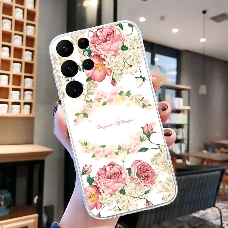 For Samsung Galaxy S24 Ultra 5G Colored Drawing Pattern Transparent TPU Phone Case(Rose) - HoMEdemic™ 
