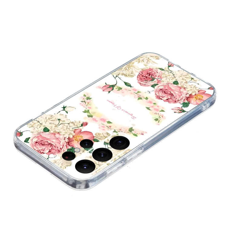 For Samsung Galaxy S24 Ultra 5G Colored Drawing Pattern Transparent TPU Phone Case(Rose) - HoMEdemic™ 