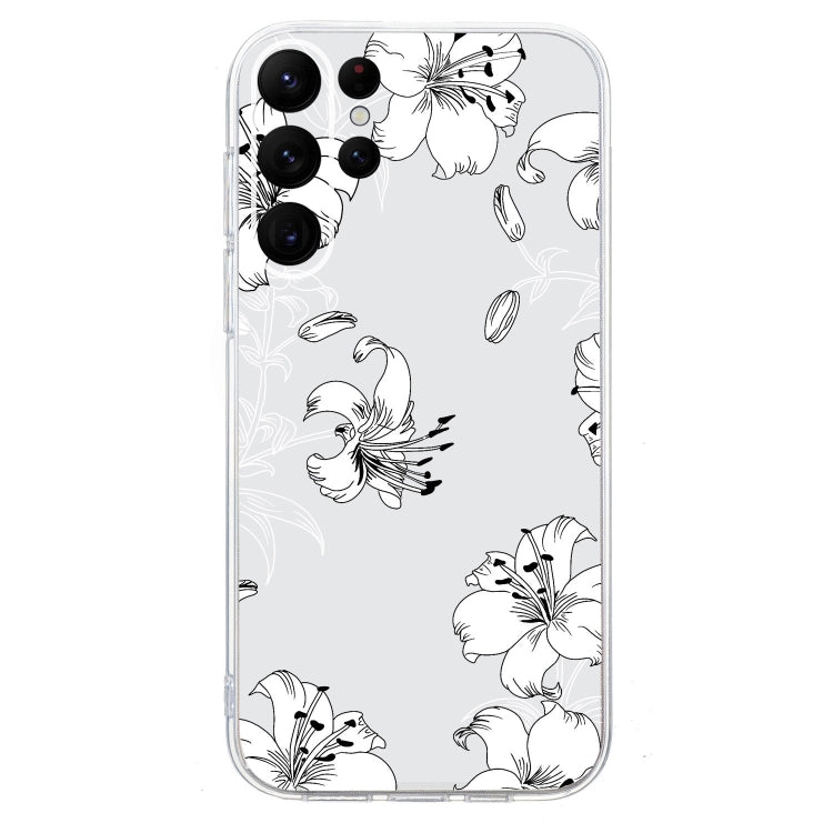 For Samsung Galaxy S24 Ultra 5G Colored Drawing Pattern Transparent TPU Phone Case(White Flower) - HoMEdemic™ 