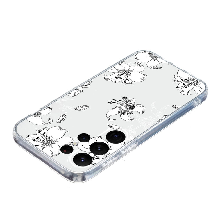 For Samsung Galaxy S24 Ultra 5G Colored Drawing Pattern Transparent TPU Phone Case(White Flower) - HoMEdemic™ 