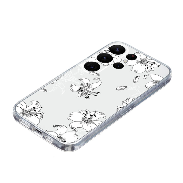 For Samsung Galaxy S24 Ultra 5G Colored Drawing Pattern Transparent TPU Phone Case(White Flower) - HoMEdemic™ 