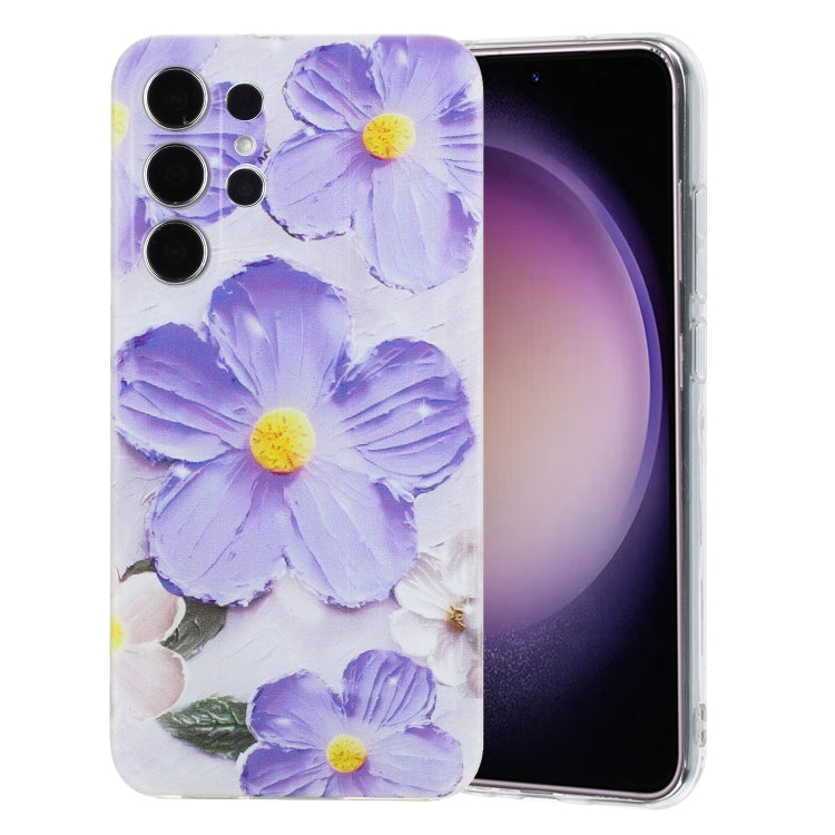 For Samsung Galaxy S24 Ultra 5G Colorful Painting Pattern TPU Phone Case(Purple Flowers) - HoMEdemic™ 