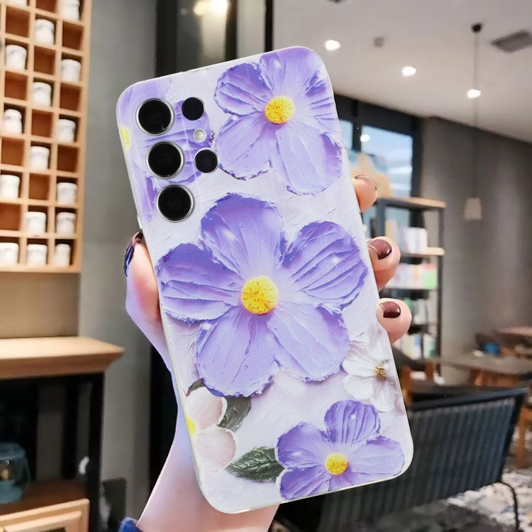 For Samsung Galaxy S24 Ultra 5G Colorful Painting Pattern TPU Phone Case(Purple Flowers) - HoMEdemic™ 